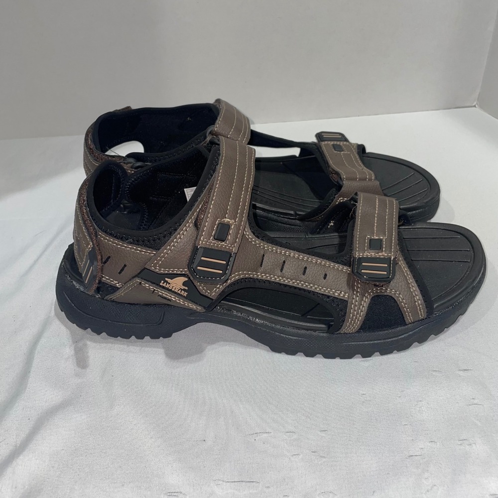 Landshark Mens Brown Sport Sandals Triple Strap Outdoor‎ Trail Shoes Size 12 - Picture 4 of 9